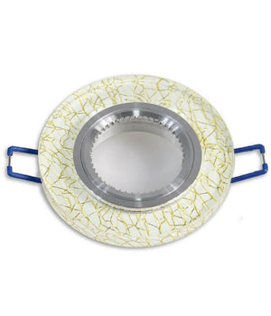 Porta Faretto Incasso Per Faretto Tondo Vetro Bianco Venature Oro Argento P15  Oro       