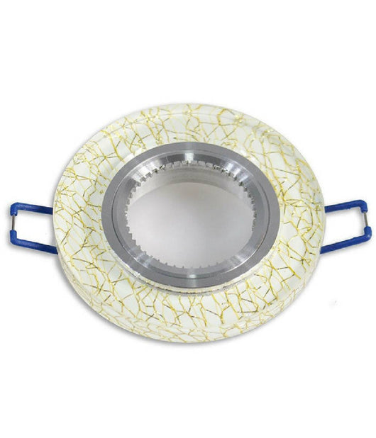 Porta Faretto Incasso Per Faretto Tondo Vetro Bianco Venature Oro Argento P15  Oro       