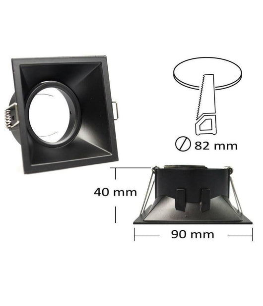 Porta Faretto Incasso Supporto Faretto Orientabile Quadrato Gu10 Foro 82 Mm P14         