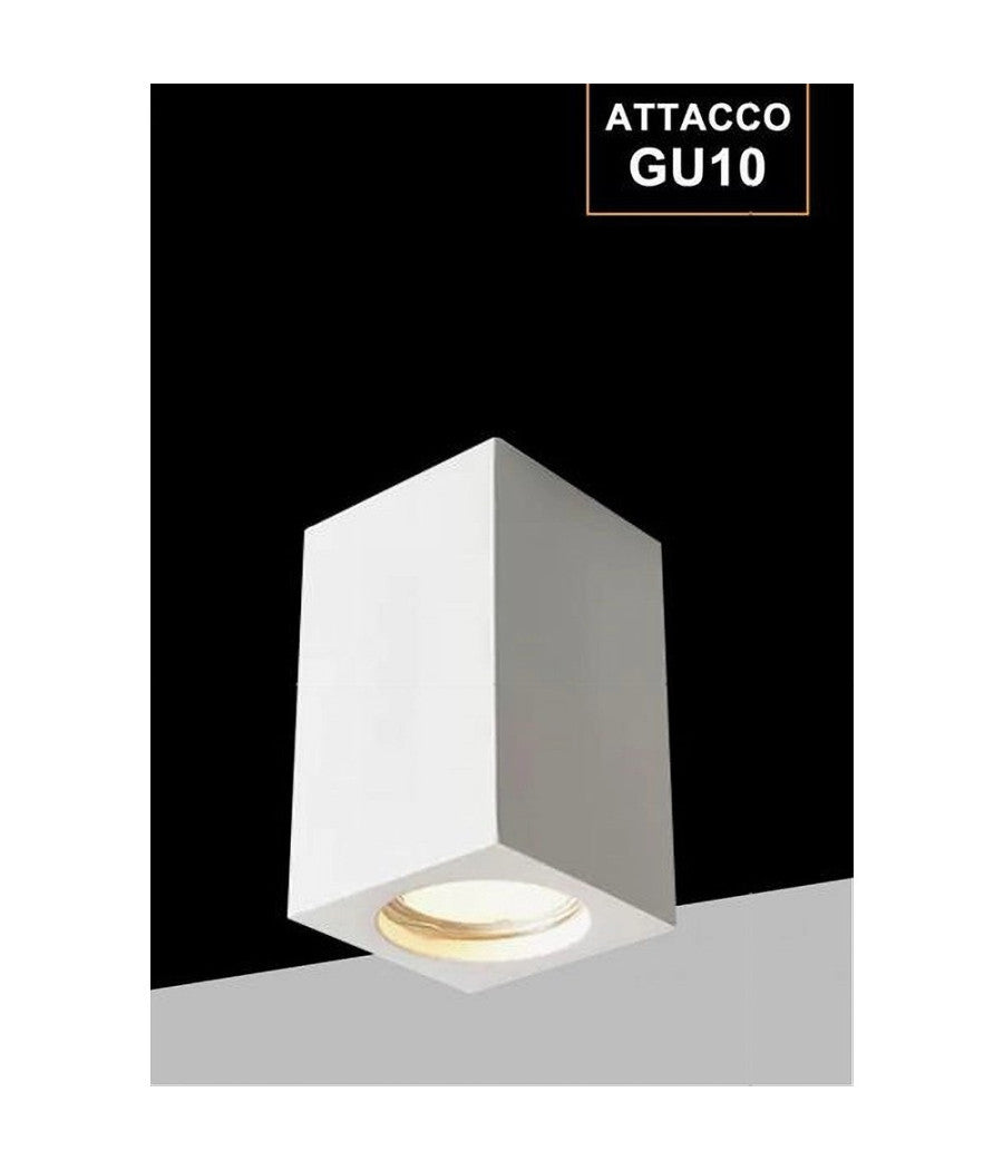Porta Faretto Lampada Da Soffitto Quadrato In Gesso Gu10 H110mm Ip20 Gs-c110-q         