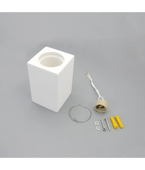 Porta Faretto Lampada Da Soffitto Quadrato In Gesso Gu10 H110mm Ip20 Gs-c110-q         