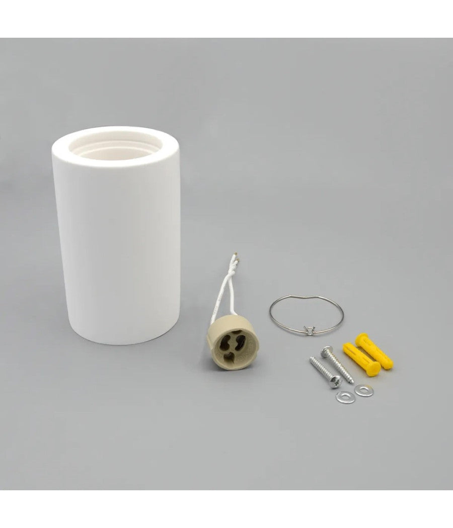Porta Faretto Lampada Soffitto Gu10 Cilindro Gesso H110mm Verniciabile Gs-c110-t         