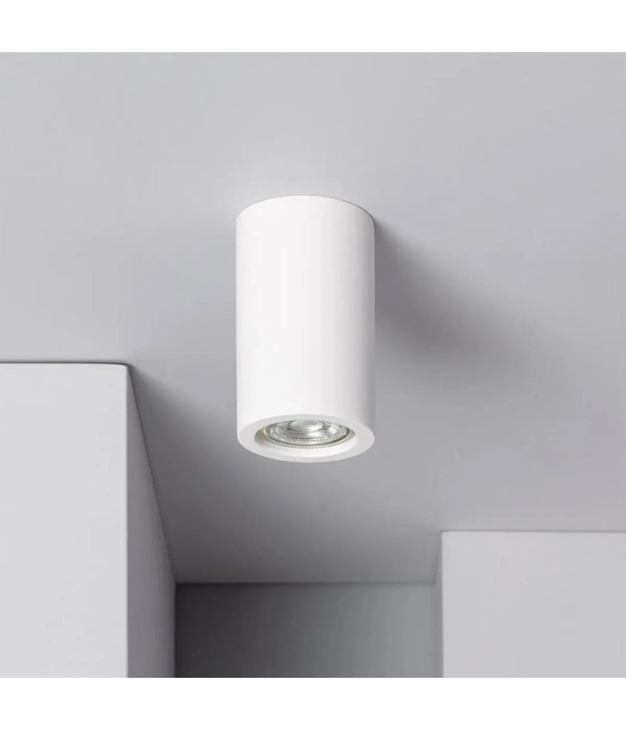 Porta Faretto Lampada Soffitto Gu10 Cilindro Gesso H110mm Verniciabile Gs-c110-t         