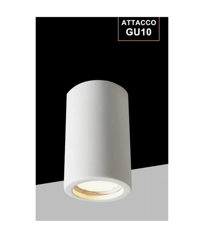 Porta Faretto Lampada Soffitto Gu10 Cilindro Gesso H110mm Verniciabile Gs-c110-t         