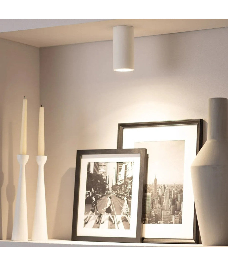 Porta Faretto Lampada Soffitto Gu10 Cilindro Gesso H110mm Verniciabile Gs-c110-t         