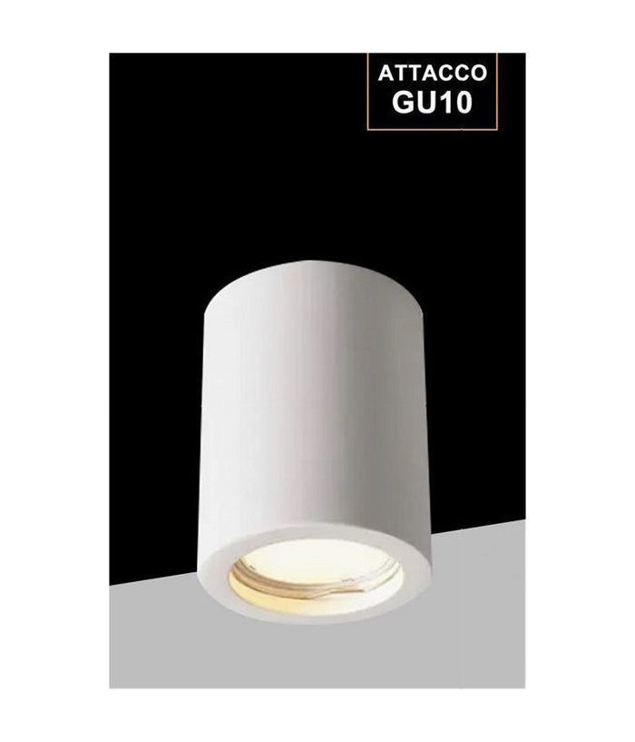 Porta Faretto Lampada Soffitto Gu10 Cilindro In Gesso H90mm Verniciabile Gs-c90-t         