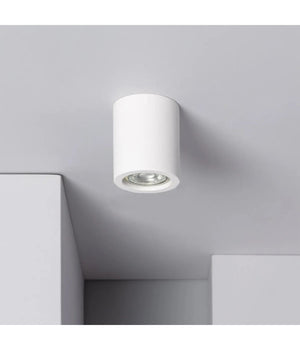 Porta Faretto Lampada Soffitto Gu10 Cilindro In Gesso H90mm Verniciabile Gs-c90-t         