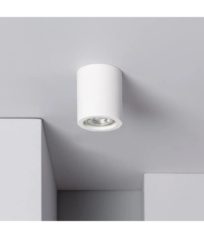 Porta Faretto Lampada Soffitto Gu10 Cilindro In Gesso H90mm Verniciabile Gs-c90-t         