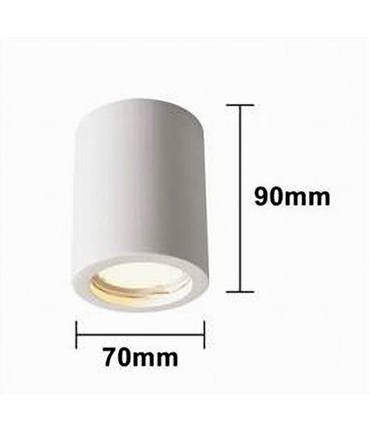 Porta Faretto Lampada Soffitto Gu10 Cilindro In Gesso H90mm Verniciabile Gs-c90-t         