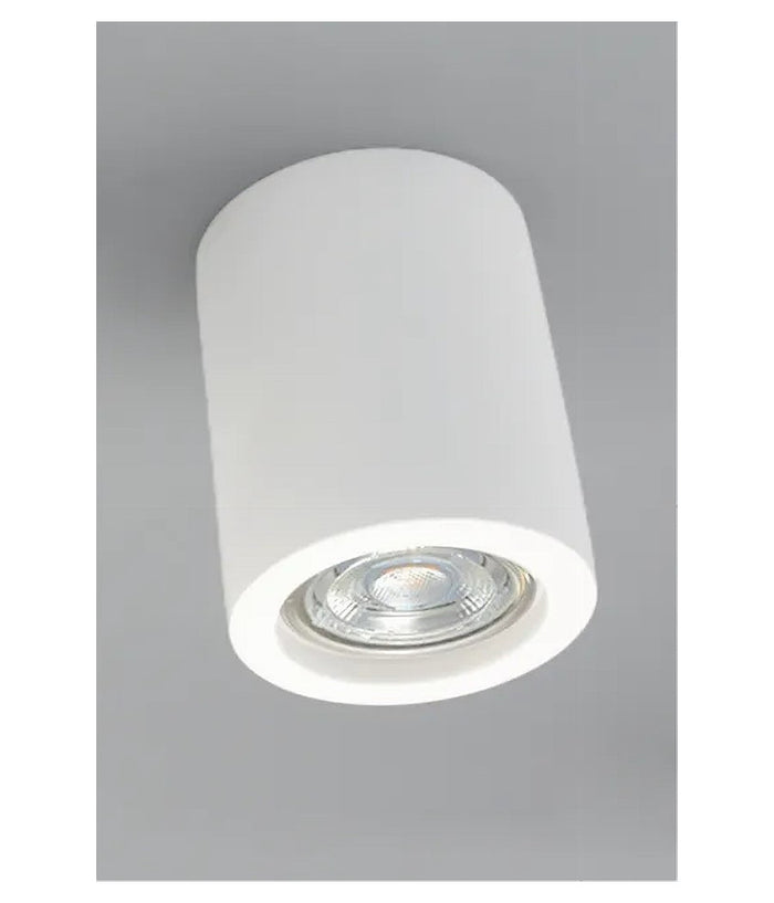 Porta Faretto Lampada Soffitto Gu10 Cilindro In Gesso H90mm Verniciabile Gs-c90-t         