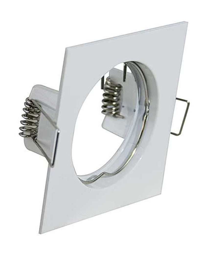 Porta Faretto Portafaretto Quadrato Incasso Bianco Lampada Led Gu10 63mm         