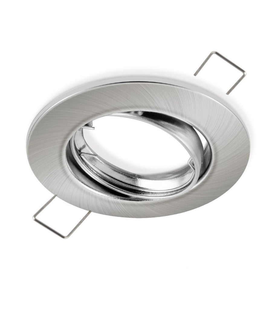 Porta Faretto Portafaretto Supporto Orientabile Incasso Gu10 Mr16 Satinato         