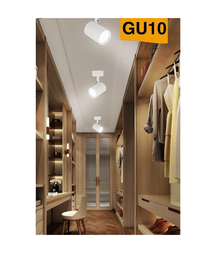 Porta Faretto Proiettore Orientabile Da Soffitto Parete A Cilindro Gu10 P28-gu10  Bianco       