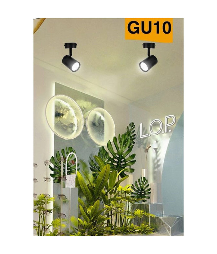 Porta Faretto Proiettore Orientabile Da Soffitto Parete A Cilindro Gu10 P28-gu10  Nero       