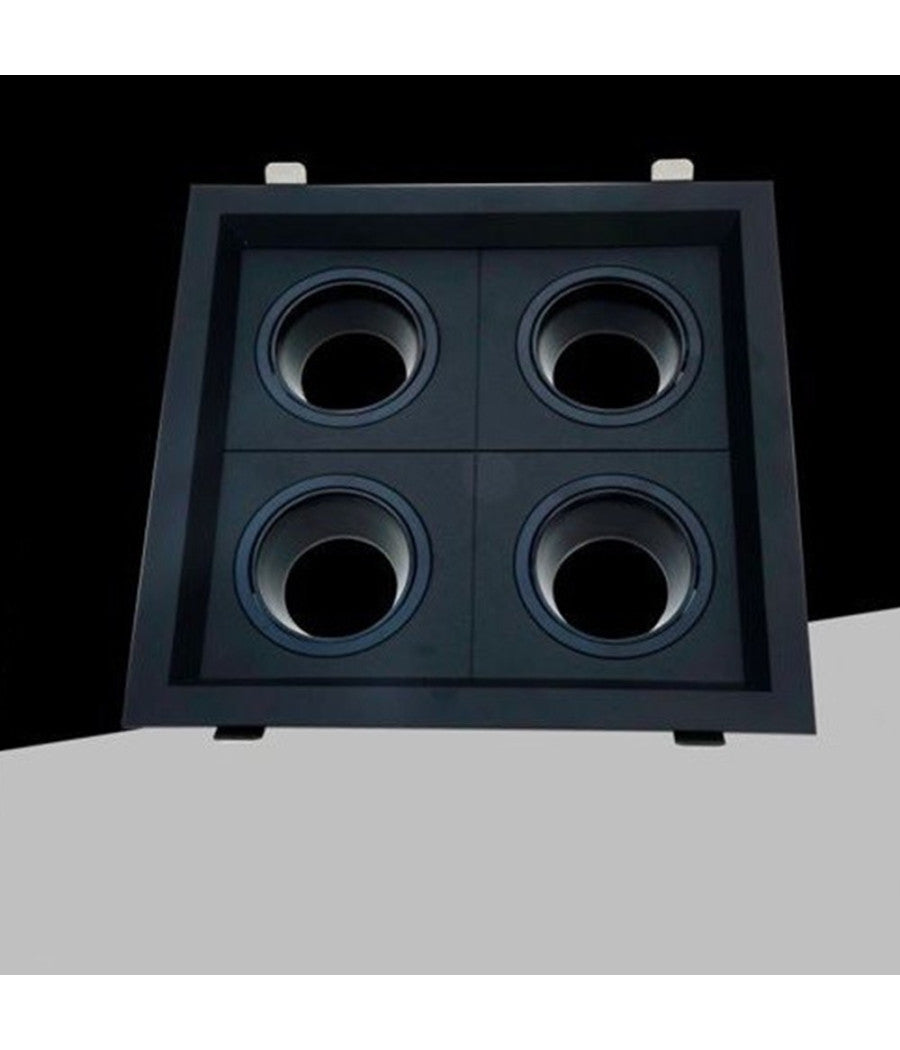 Porta Faretto Quadruplo Orientabile Incasso Nero Per Lampadine Gu10/gu5.3 P33-n4         