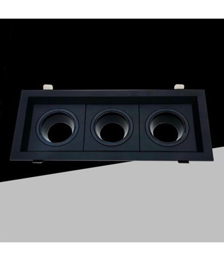 Porta Faretto Triplo Orientabile Ad Incasso Nero Per Lampadine Gu10 Gu5.3 P33-n3         