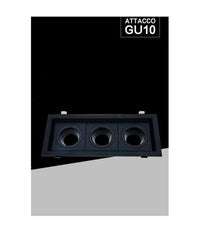 Porta Faretto Triplo Orientabile Ad Incasso Nero Per Lampadine Gu10 Gu5.3 P33-n3         