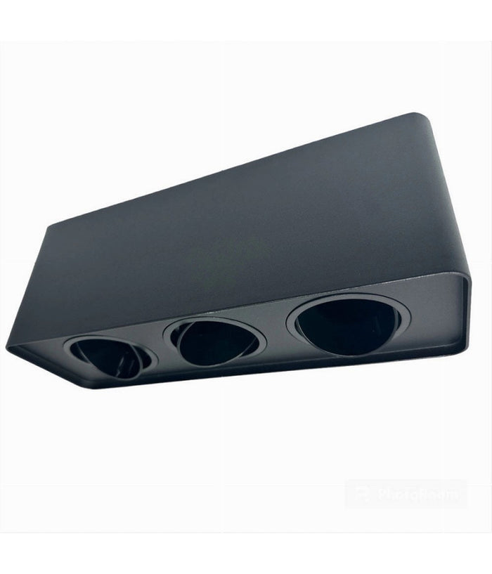 Porta Faretto Triplo Orientabile Da Soffitto Nero Per Faretto Gu10 Gu5.3 P34-n3         