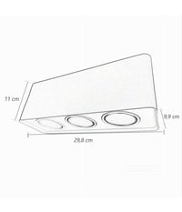 Porta Faretto Triplo Orientabile Da Soffitto Nero Per Faretto Gu10 Gu5.3 P34-n3         