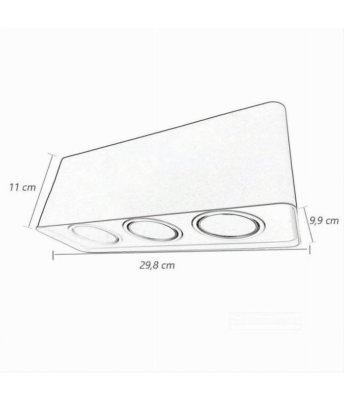 Porta Faretto Triplo Orientabile Da Soffitto Nero Per Faretto Gu10 Gu5.3 P34-n3         