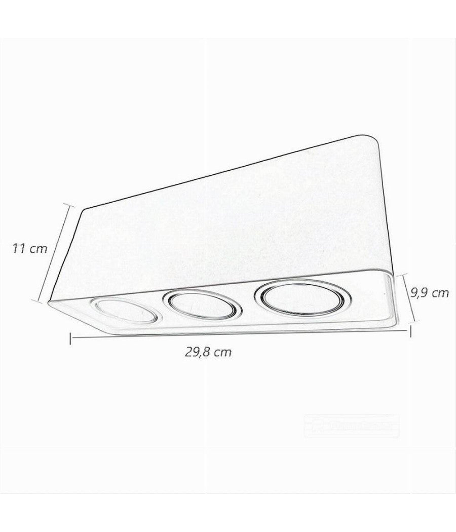 Porta Faretto Triplo Orientabile Da Soffitto Nero Per Faretto Gu10 Gu5.3 P34-n3         