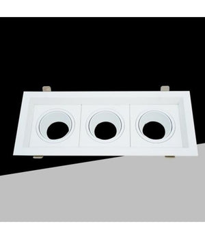 Porta Faretto Triplo Orientabile Incasso Bianco Per Lampadine Gu10 Gu5.3 P33-b3         
