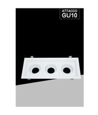 Porta Faretto Triplo Orientabile Incasso Bianco Per Lampadine Gu10 Gu5.3 P33-b3         