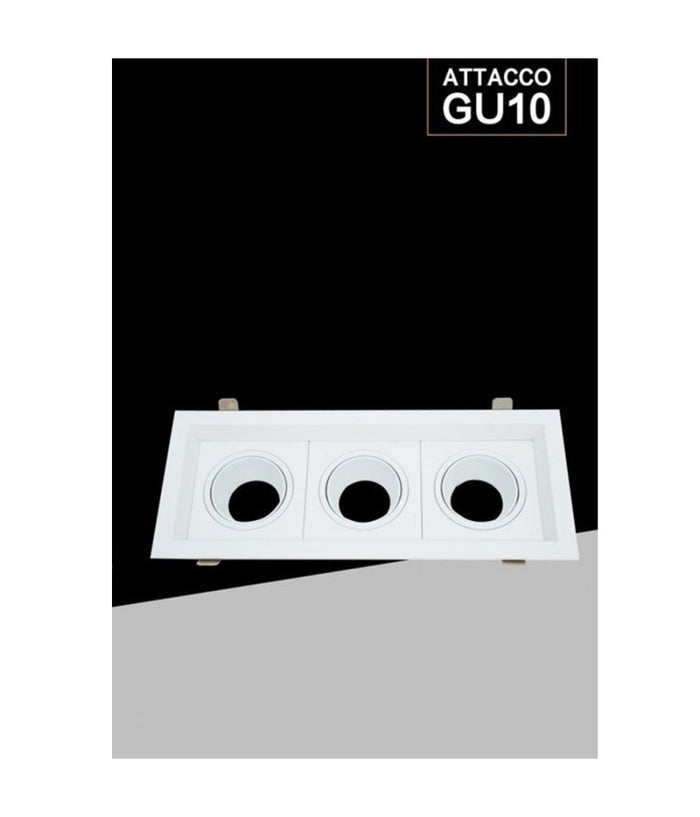 Porta Faretto Triplo Orientabile Incasso Bianco Per Lampadine Gu10 Gu5.3 P33-b3         