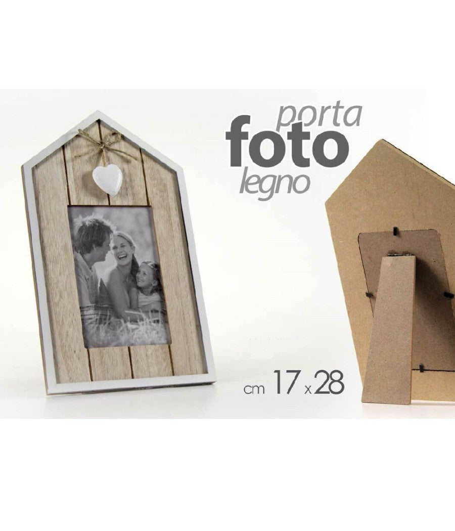 Porta Foto Cornice Portafoto In Legno Decoro Cuore 17x28 Cm Da Appoggio 786372         
