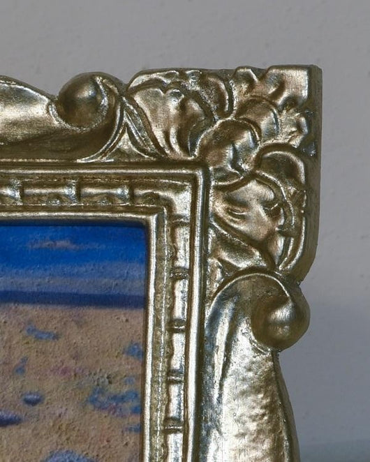 Mobili2g - portafoto in foglia argento rettangolare - misure: l.17 x h.22 x p.2