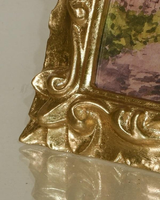 Mobili2g - portafoto in foglia oro rettangolare- misure: l.25 x h.25 x p.2