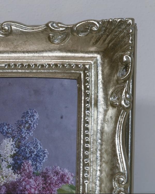 Mobili2g - portafoto in foglia argento rettangolare - misure: l.39 x h.49 x p.3