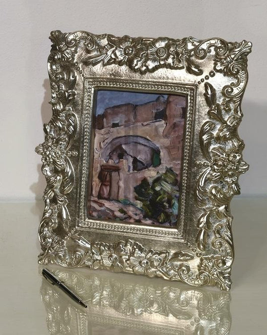 Mobili2g - portafoto in foglia argento rettangolare - misure: l.31 x h.35 x p.2