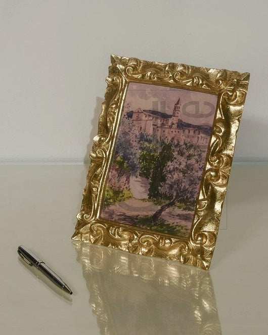 Mobili2g - portafoto in foglia oro rettangolare- misure: l.15 x h.20 x p.2