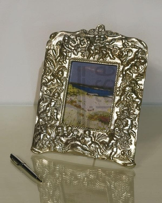 Mobili2g - portafoto in foglia argento rettangolare - misure: l.22 x h.28 x p.2