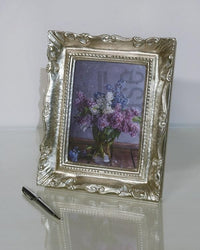 Mobili2g - portafoto in foglia argento rettangolare - misure: l.39 x h.49 x p.3