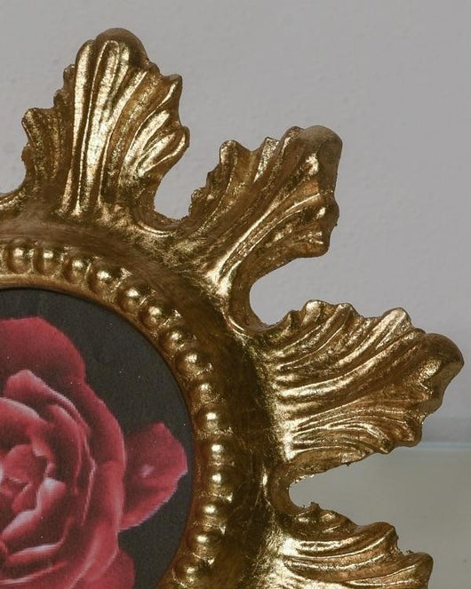 Mobili2g - portafoto in foglia oro rotonda-sagomata- misure: l.23 x h.23 x p.2