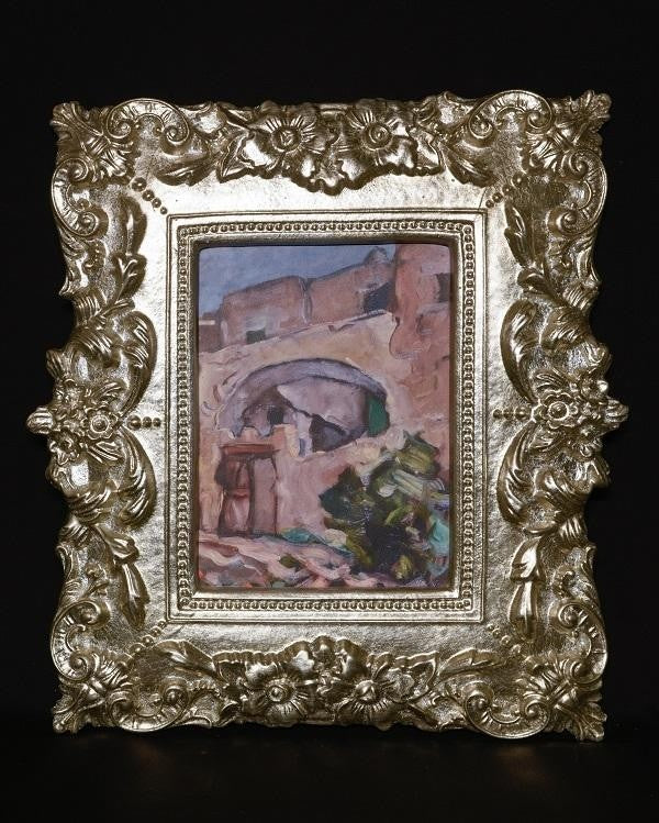 Mobili2g - portafoto in foglia argento rettangolare - misure: l.31 x h.35 x p.2