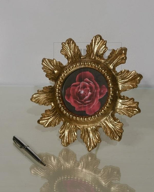 Mobili2g - portafoto in foglia oro rotonda-sagomata- misure: l.23 x h.23 x p.2