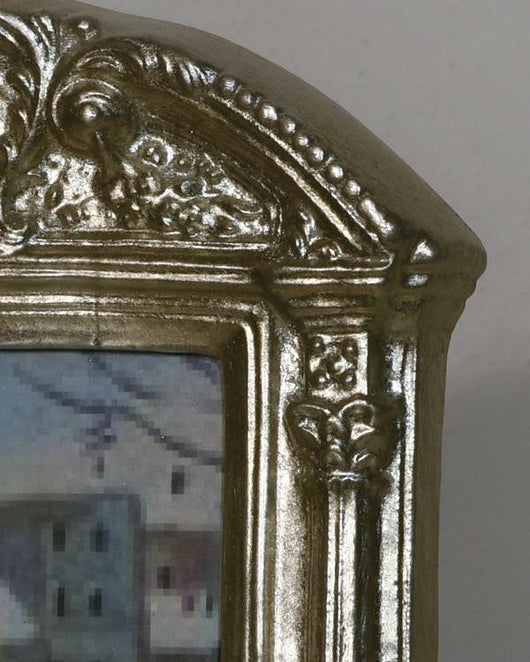 Mobili2g - portafoto in foglia argento rettangolare - misure: l.43 x h.62 x p.2