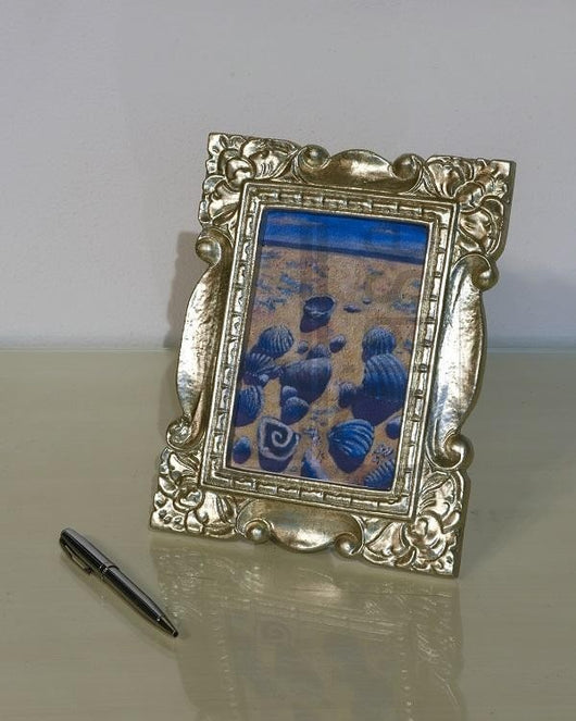 Mobili2g - portafoto in foglia argento rettangolare - misure: l.17 x h.22 x p.2