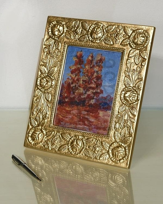 Mobili2g - portafoto in foglia oro rettangolare- misure: l.25 x h.30 x p.2