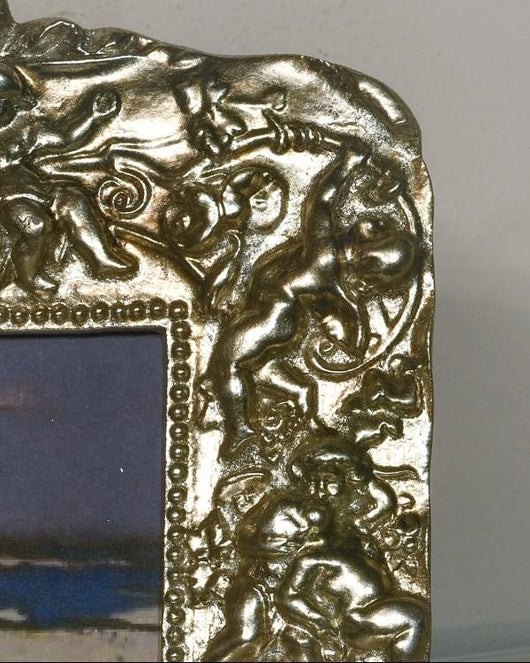 Mobili2g - portafoto in foglia argento rettangolare - misure: l.22 x h.28 x p.2