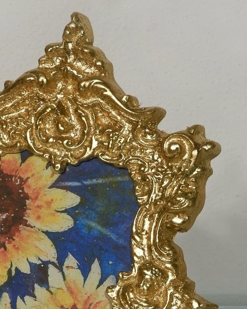 Mobili2g - portafoto in foglia oro rettangolare-sagomata- misure: l.21 x h.26 x p.2