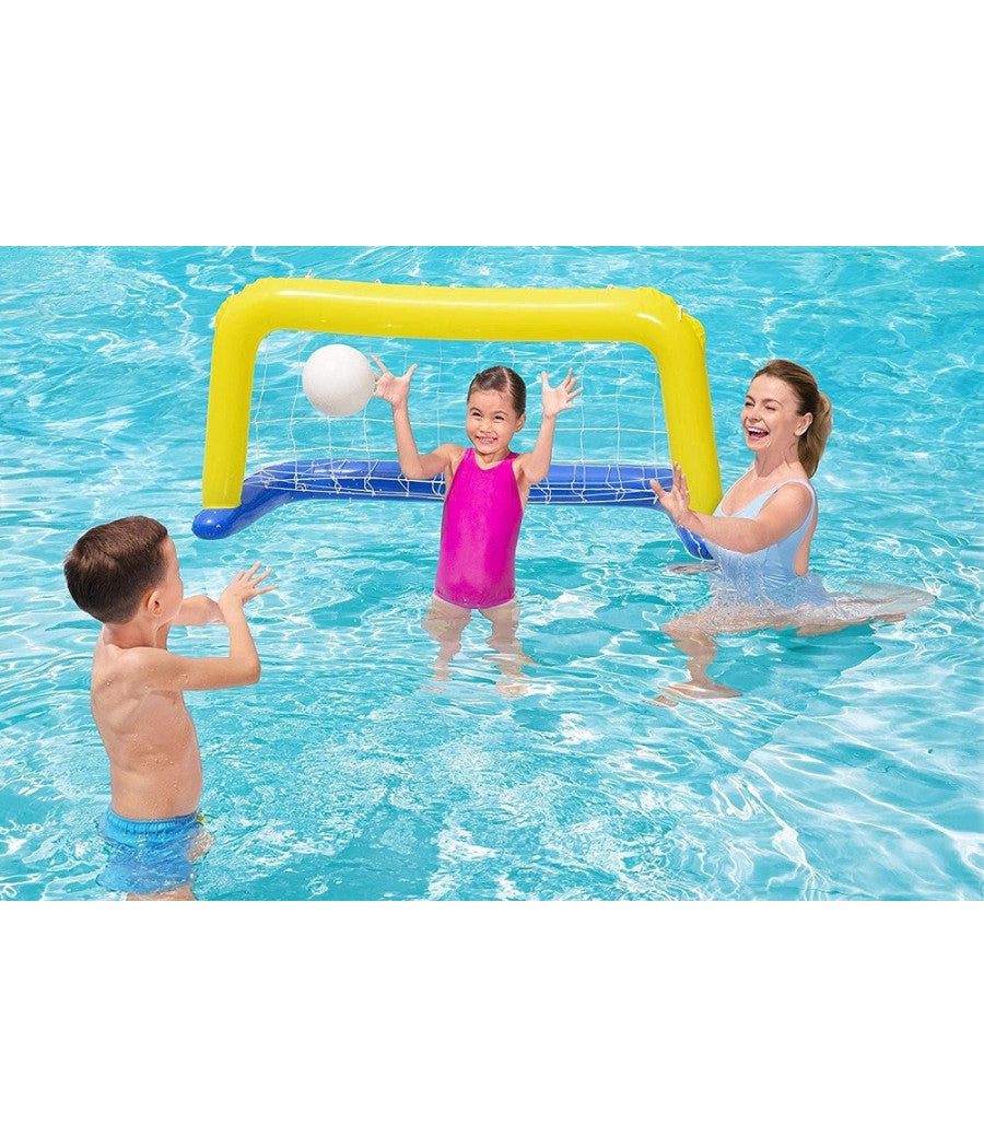 Porta Gonfiabile Galleggiante Water Polo Con Palla Giallo 137x66cm Bambini 52123         