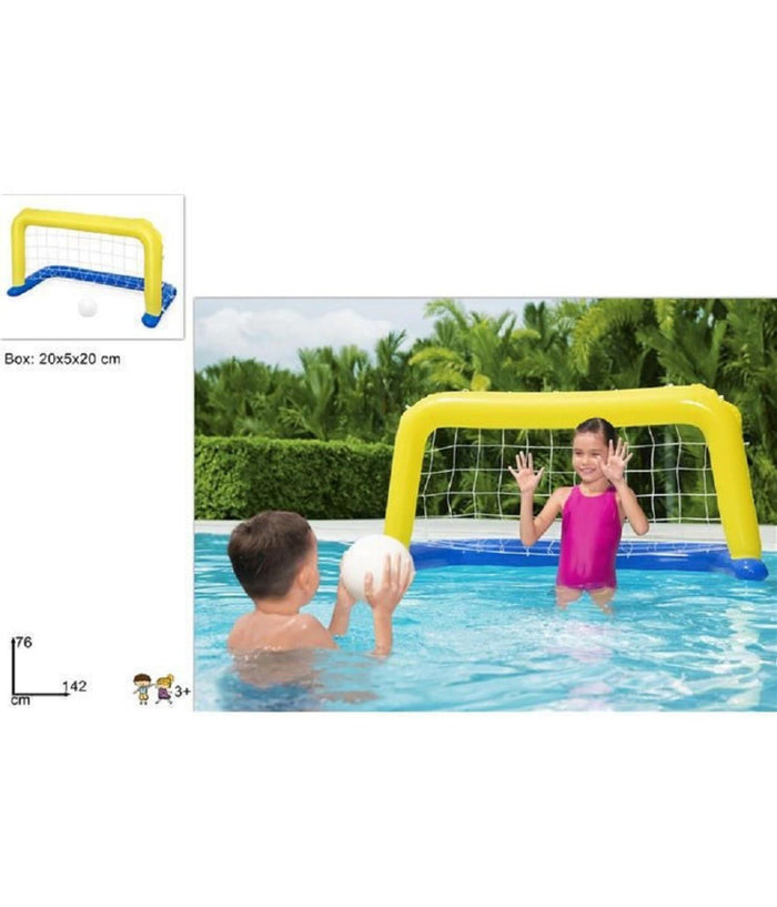 Porta Gonfiabile Galleggiante Water Polo Con Palla Giallo 137x66cm Bambini 52123         