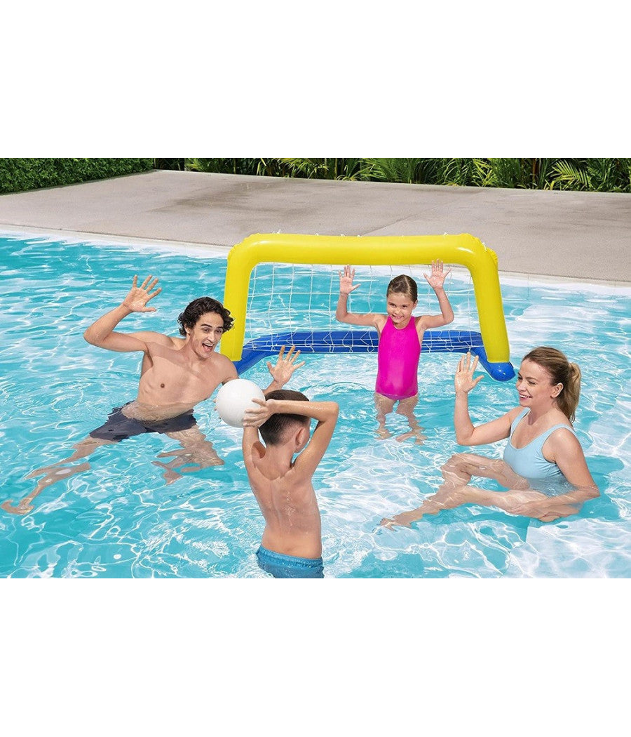 Porta Gonfiabile Galleggiante Water Polo Con Palla Giallo 137x66cm Bambini 52123         