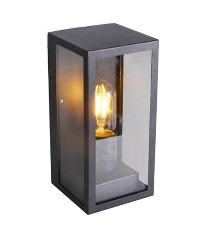 Porta Lampada Esterno Vetro Vt8517 Grigio Matto E27 Ip44 Retro Illuminazione         