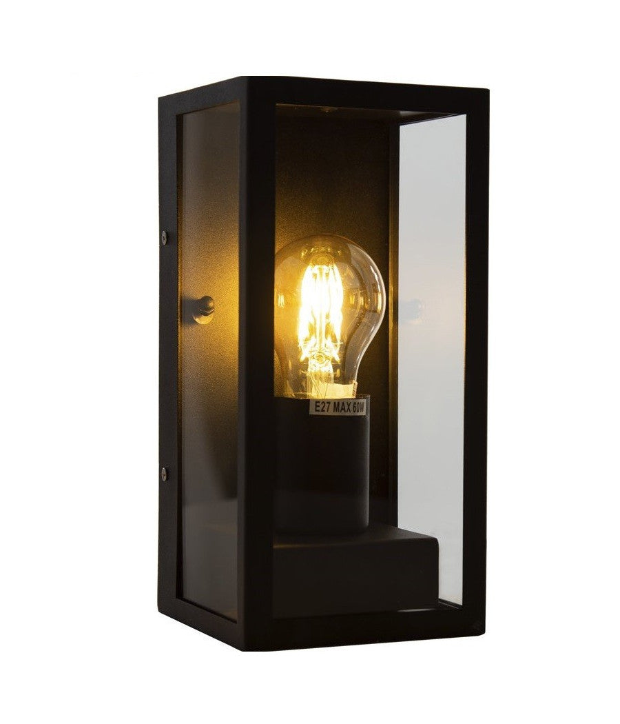 Porta Lampada Esterno Vetro Vt8517 Nero Matto E27 Ip44 Retro Illuminazione         