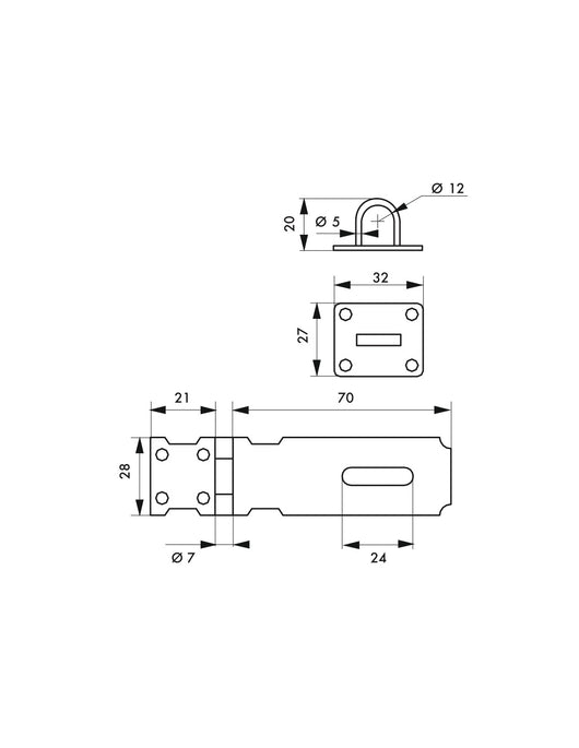 Porta lucchetto per armadi e porte, 75mm, occhiolo acciaio zincato - THIRARD